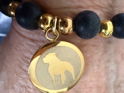 Black and gold Rustic cuff bracelet Dog Charm Silicone & Metal Beads