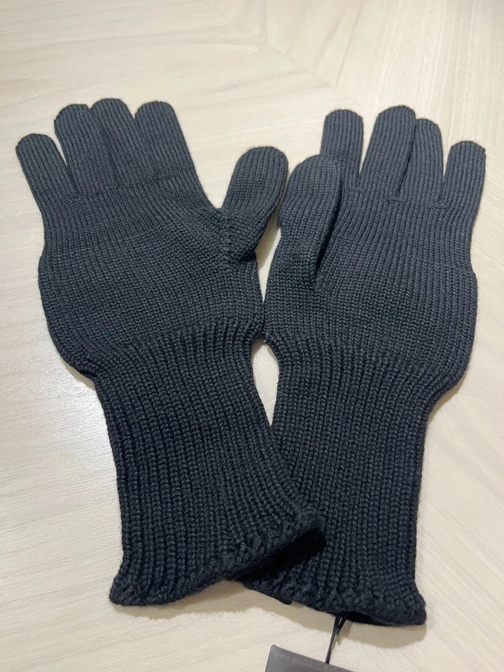 🆕️Guantes Bottega Veneta Negros 100% Lana Talla M BV Logo Italia $480 Minorista Foto 2 de 4