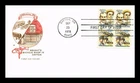 DR JIM STAMPS US COVER WRIGHT BROTHERS AIR MAIL FDC BLOCK OF 4 HOUSE OF FARNAM