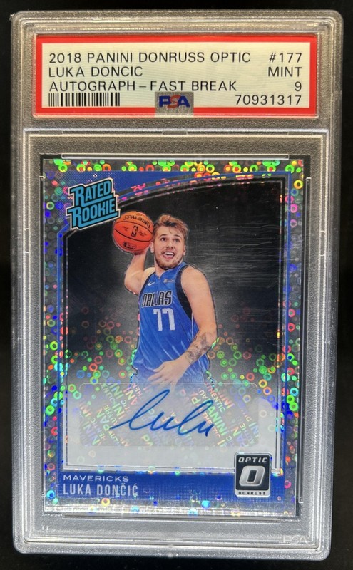 2018-19 Donruss Optic Luka Doncic Rated Rookie Fast Break RC Auto #177 PSA 9