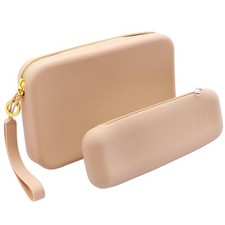 Set of 2 Zipper Makeup Brushes Bag For Travel Large Silicone Makeup Brush Hol...