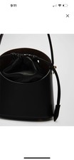 ETRO Black Leather Bucket Drawstring Bag Top ...