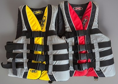DBX Vector Series Life Jackets Vests - Lot of 2 - L/XL & S/M - Red & Yellow