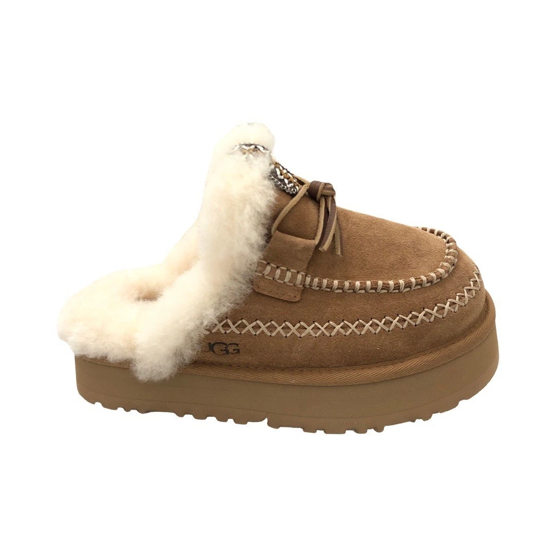 UGG Ciabatte donna Disquette alpine castagno scamosciato scarpe plateau 1158260 taglia 5