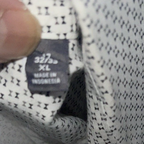 Men’s Van Heusen Flex3 Slim Fit Button-Down Shirt White/Blue Size 17 32/33 - Image 3 of 4