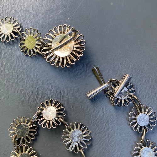 Vintage Ethnographic Tribal Silver Plated Flower Belt . Layered Necklace . Fil - Picture 7 of 7