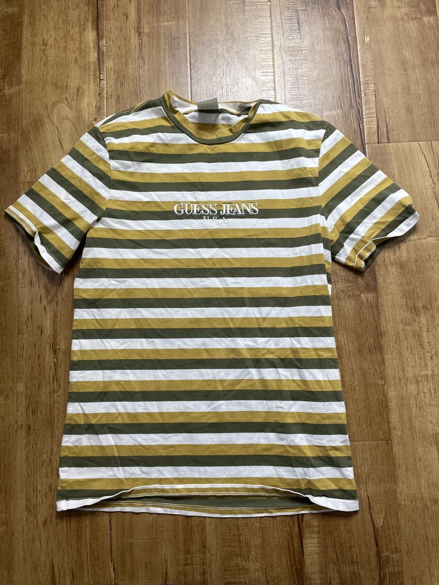 Vintage Guess Jeans USA Colorful Striped Shirt Size M Made in USA Tee Tshirt Top