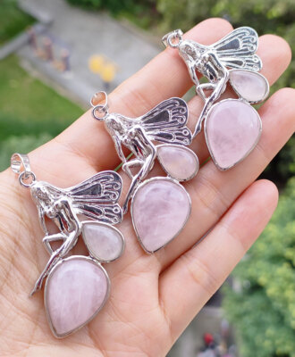 10pcs Rose Quartz Pendants smart magic Angel Gems Chakra Reiki Amulet