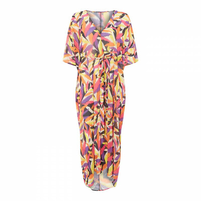 Caftan Agent Provocateur 'HOLLY' - Imprimé Abstrait Violet/rose - Taille Unique - Neuf Avec étiquettes