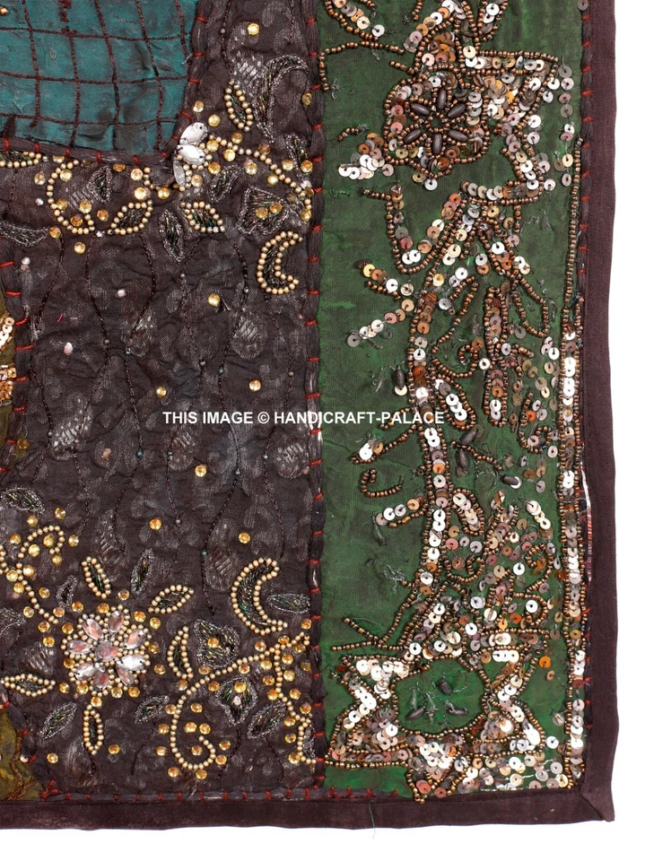 60" COLCHA LOCA LENTEJUELAS PESADAS SARI DECORACIÓN VINTAGE TAPIZ COLGANTE DE PARED Foto 3 de 3