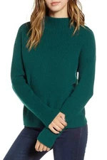 BP. 164806 Women's Long Sleeve Ribbed Funnel Neck Sweater Green Sz. XXS