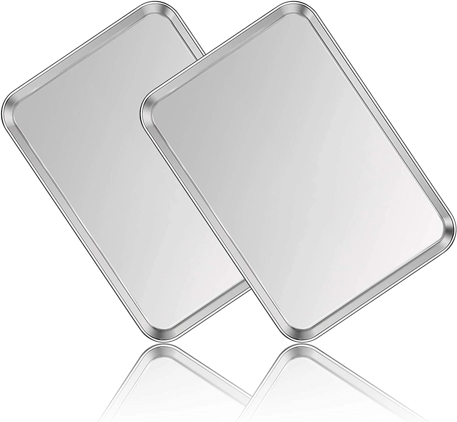 Stainless Steel Baking Sheet Set of 2, Cookie Sheet Metal Baking Pan Oven Tray,