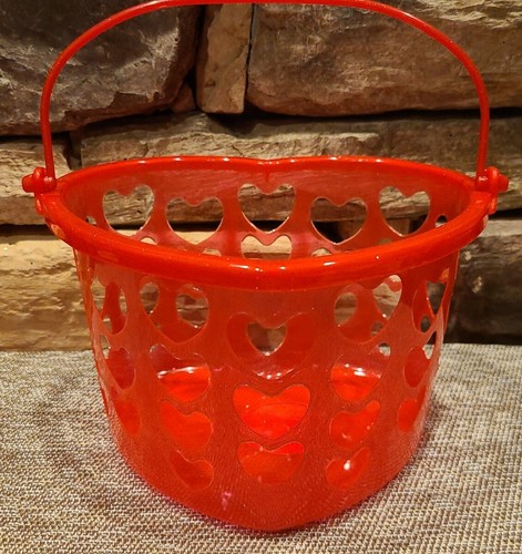 NEW! Set 2 Red Glitter Heart Shaped Valentine's Day Gift Baskets Buckets 5"Tx7"W - 第 6/10 張圖片