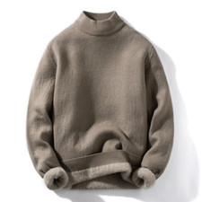 Men Knitted Top Shirt Fleece Lined Sweater Jumper Thermal Knitwear Thick Casual