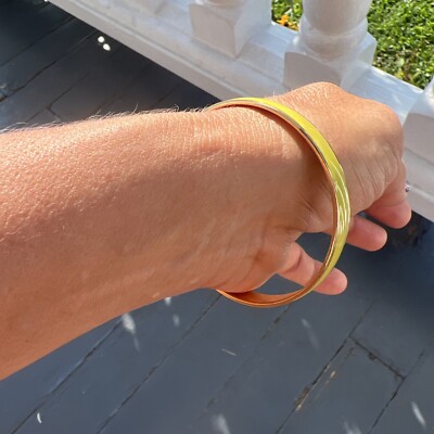 J. Crew Bangle Bracelet Yellow Enamel Gold Tone Classic  display picture 3