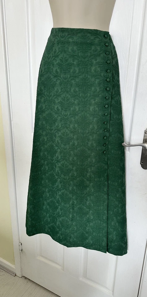 Nueva con etiquetas Falda Midaxi para mujer La Redoute verde botón EU 38 UK 8-10 correo gratuito Foto 3 de 4