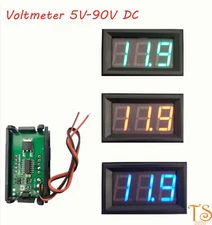 Voltmeter Car Motorcycle Voltage Gauge Panel Meter 5V-90VLED Digital Display 