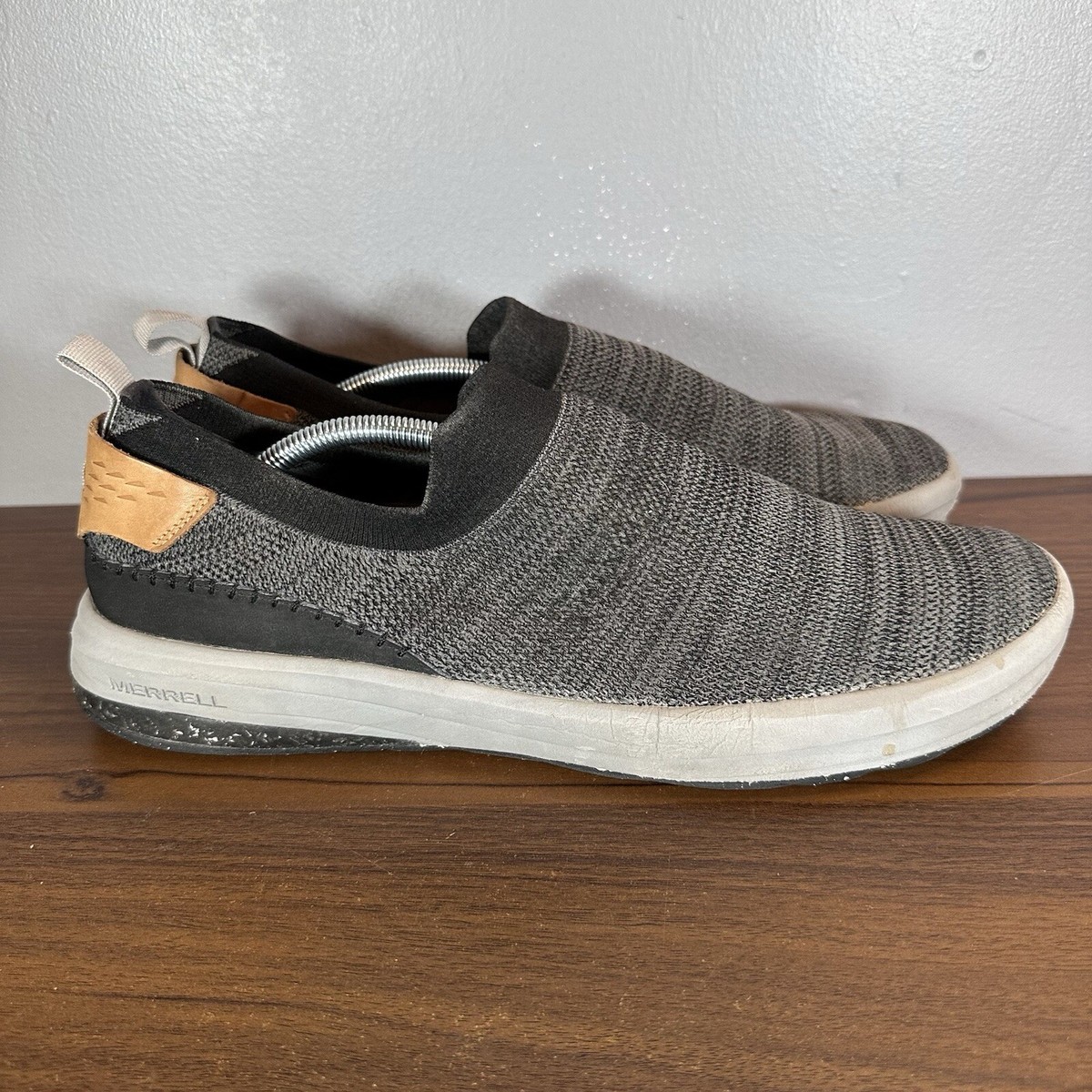 Merrell Gridway Moccasin Boulder Gray Knit Vibram Shoes Men’s Sz 9M US/43 J97447 Merrell Shoes Mens 13 Gray Gridway Moccasin Boulder Knit  main image 4