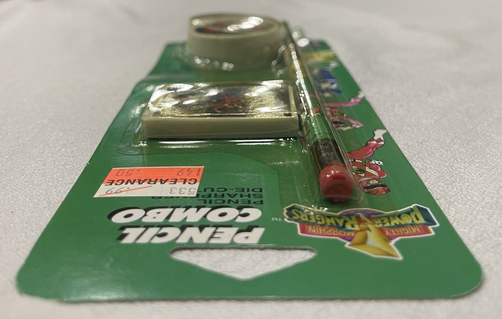 1993 Mighty Morphin Power Rangers Pencil Combo Pencil, Sharpener, Eraser NEW