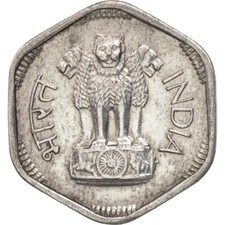 #450224 M&uuml;nze, INDIA-REPUBLIC, 3 Paise, 1965, Calcutta, SS+, Aluminium, KM:14.