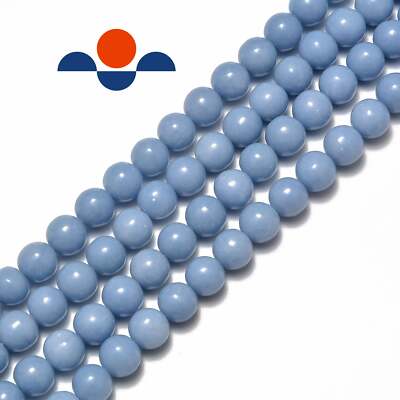 Natural Angelite Smooth Round Beads 4mm 6mm 8mm 10m 12mm 15.5'' Strand