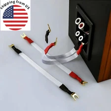 4pcs HIFI 20cm Speaker Jumper Cable Y Spade Plug Flat Bridge Cord