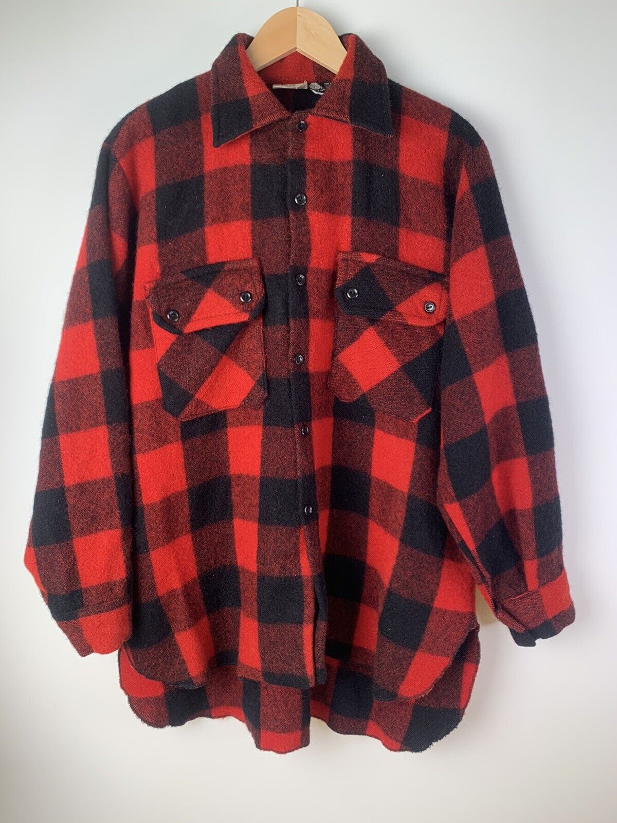 Vintage Max 53% OFF Buffalo Plaid Shirt Jacksonville Mall Pure Thick Flannel Outdoor Camp Wool