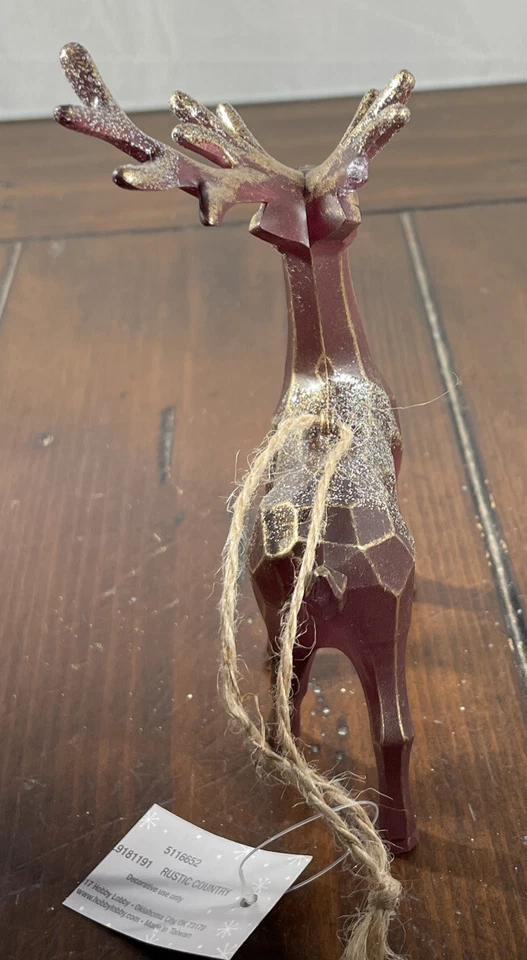 Reno Ciervo Marrón Rústico País Brillante Navidad Vacaciones Adorno NUEVO LEER Foto 4 de 4