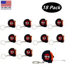 18 Pc Mini Keychain Steel Retractable 1m /3ft Measuring Tape Inch Slide Lock