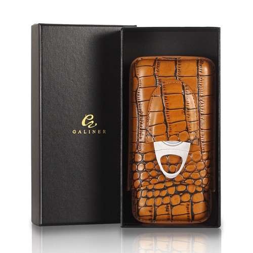 Estuche de viaje de tubo de cuero cocodrilo en relieve Galiner soporte de viaje de 3 tubos - Imagen 2 de 10