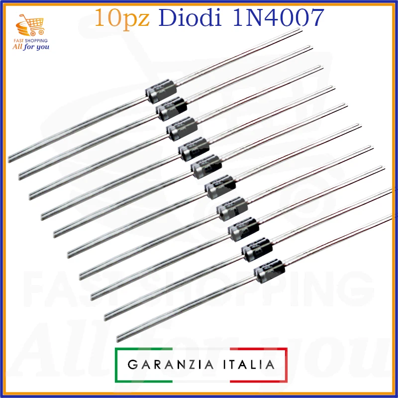 10pz Diodo 1N4007 diodi raddrizzatore semiconduttore stabilizzatore 1200V 1A