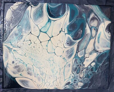 acryl pour painting auf leinwand handgemalt