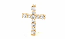 Lab Grown CROSS PENDNT Diamond 1.00 Cts HPHT Diamond EF VS Yellow Gold Pendant