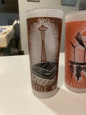 Lot of 4 Vintage Seattle WORLDS FAIR 1962 Frosted Drinking Glasses Tumblers  | eBay