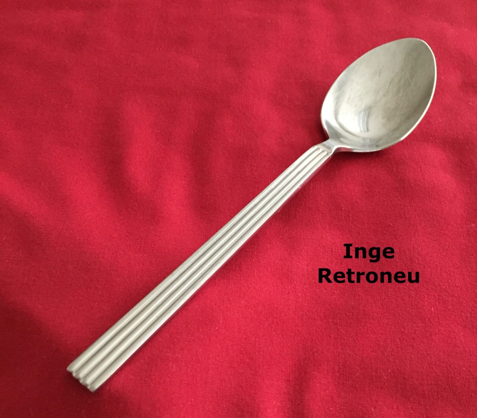 Retroneu INGE 7 3/8 Ribbed Stainless Steel Soup Spoon Flatware