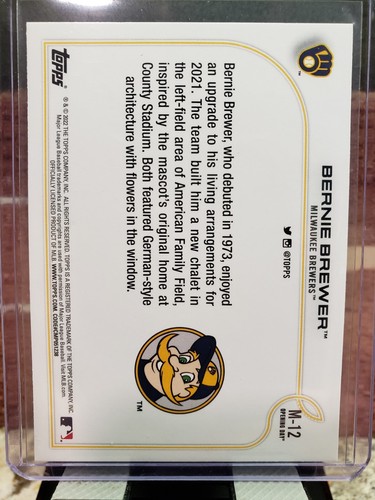 2022 Topps Opening Day Mascots Bernie Brewer #M-12 Milwaukee Brewers - Picture 2 of 2