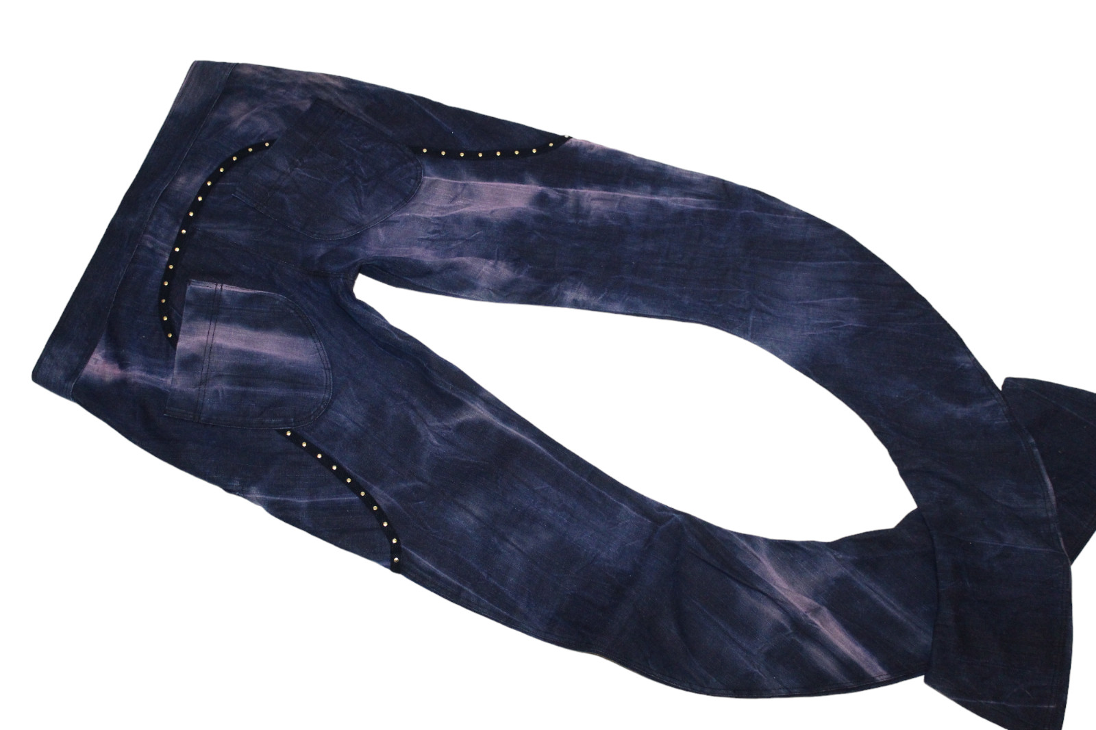 CRAZY RUNWAY! Rebekka Ruetz Studded Tie-dye Stretch Denim 3D Arc Skinny Pants image 3