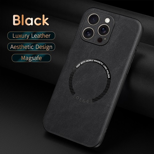 For iPhone 16 15 ProMax14 13 12 Slim Mag Safe Magnetic Leather Case Rugged Cover - Picture 8 of 18