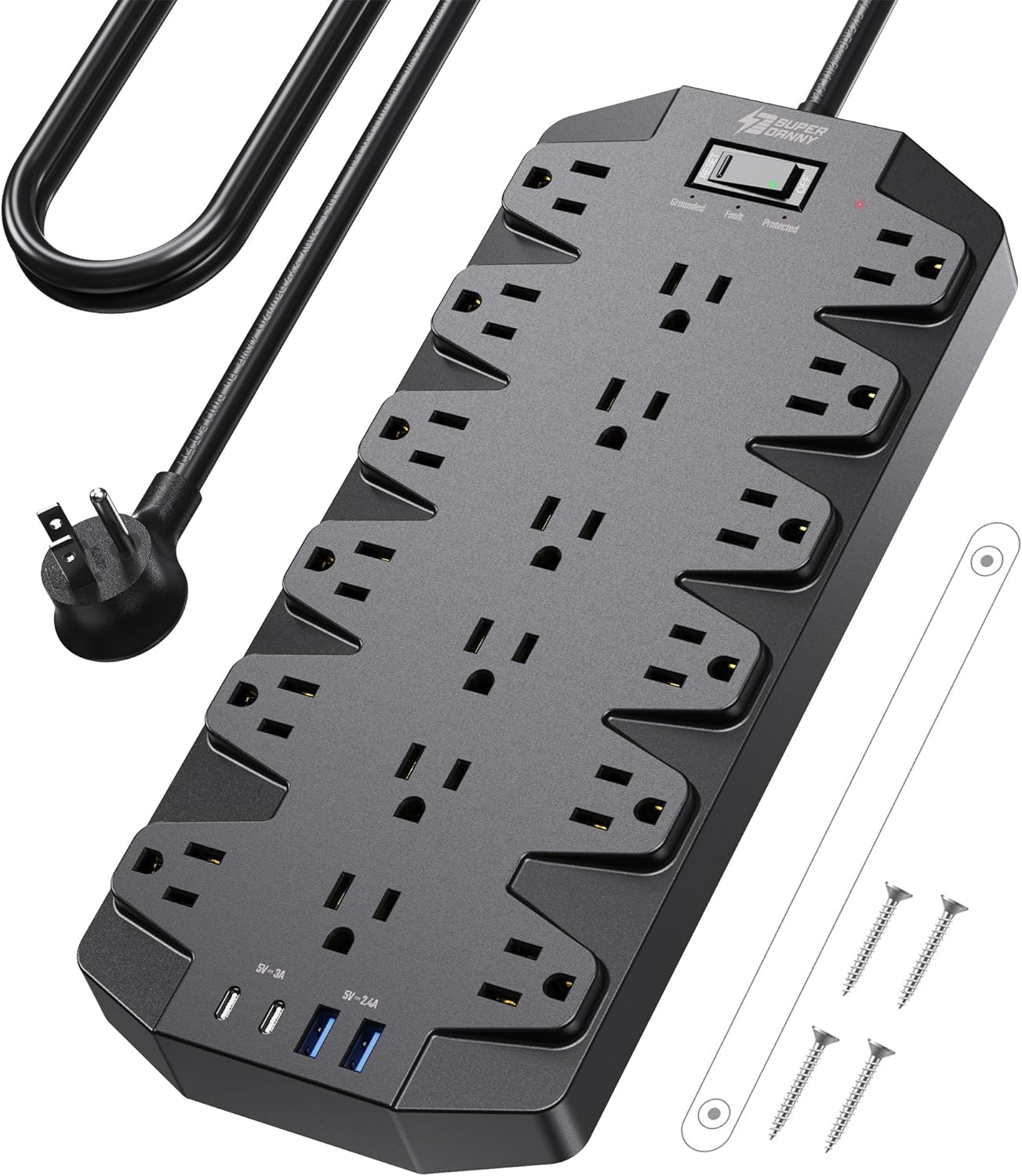 Surge Protector Power Strip,  18 AC Outlets with 2 USB C and 2 USB a Ports, 1875-image