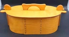 Vintage Primative Scandinavian Wood Tine Box Snap/Locking Lid Handmade
