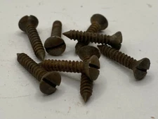 EIGHT  #10 x 1" Vintage Reclaimed Rusty Oval Head Slot Wood Screws Restoration