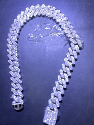 22 inches-Solid-14K White Gold-20mm Wide-HEAVY Lab Created VVS1 Moissanite Chain