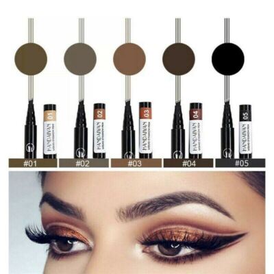 2 Pack Long-Lasting Liquid Tattoo Eyebrow Pens: 4 Tips, 3D Fork Microblading Ink