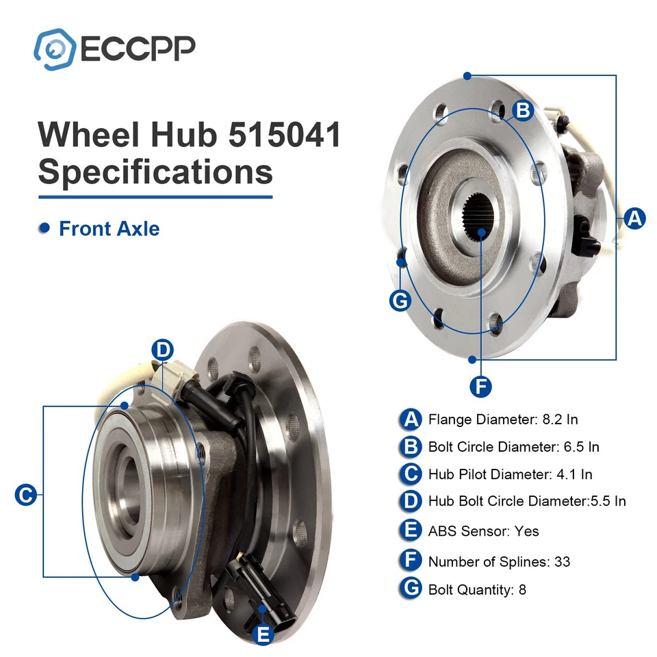 2 piezas cojinetes de cubo de rueda delanteros 4x4 para Chevrolet GMC K2500 K3500 1996-2000 8 orejetas Foto 2 de 4