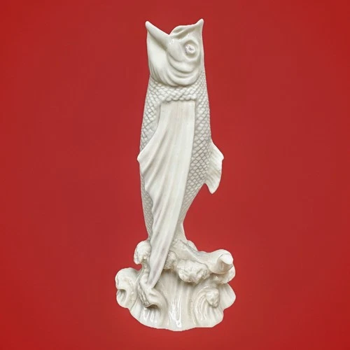 Belleek Fish Spill Vase 1st Black Mark 1946-55 Ivory Standing Vase