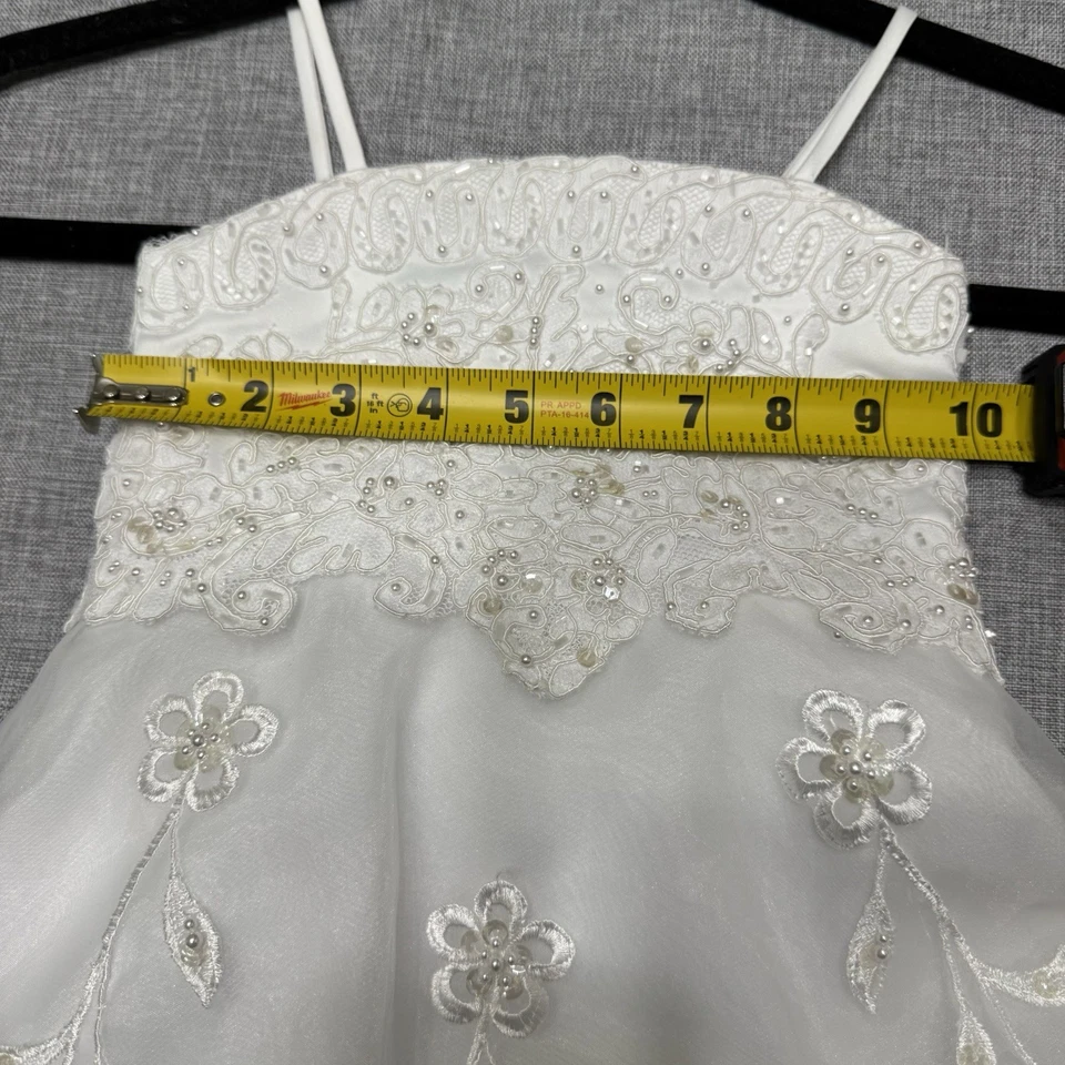 Vestido de niña flor blanco conjunto a juego 2 apliques de lentejuelas con cuentas tallas 4 y 2T Foto 4 de 4