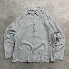 Wrangler Shirt Mens 2XL Striped 100% Cotton Western Long Sleeve Button-Up, Grey