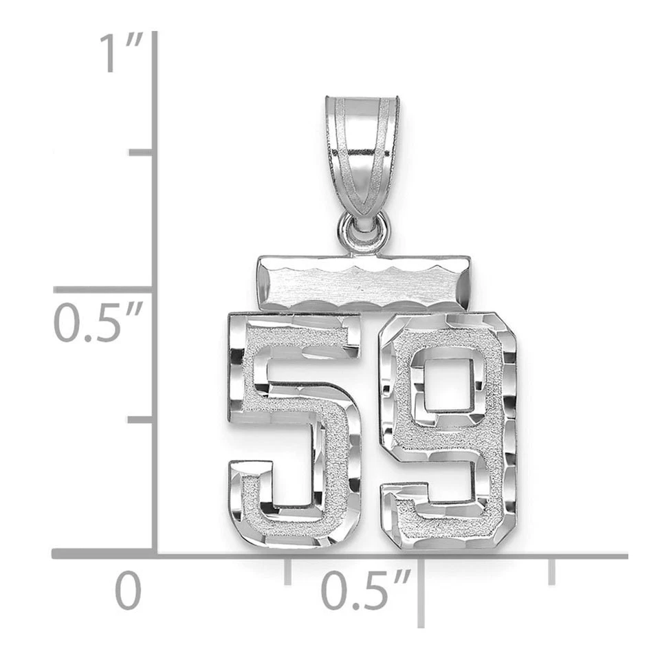14k White Gold, Varsity Collection, Small D/C Pendant, Number 59 - Image 2 of 4