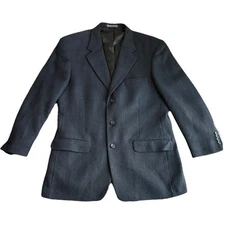 Mens Clothing Co. Blazer Jacket Navy Blue Textured Size Large check Measurements