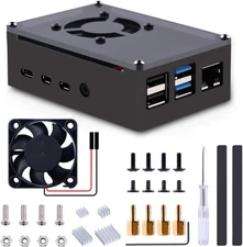 Case for Raspberry Pi 4, Pi 4 Aluminum Case with Fan, Pi 4 Aluminum Heatsink for